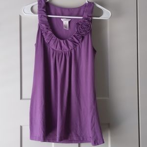 Purple Tank Top with Fabric Flowers